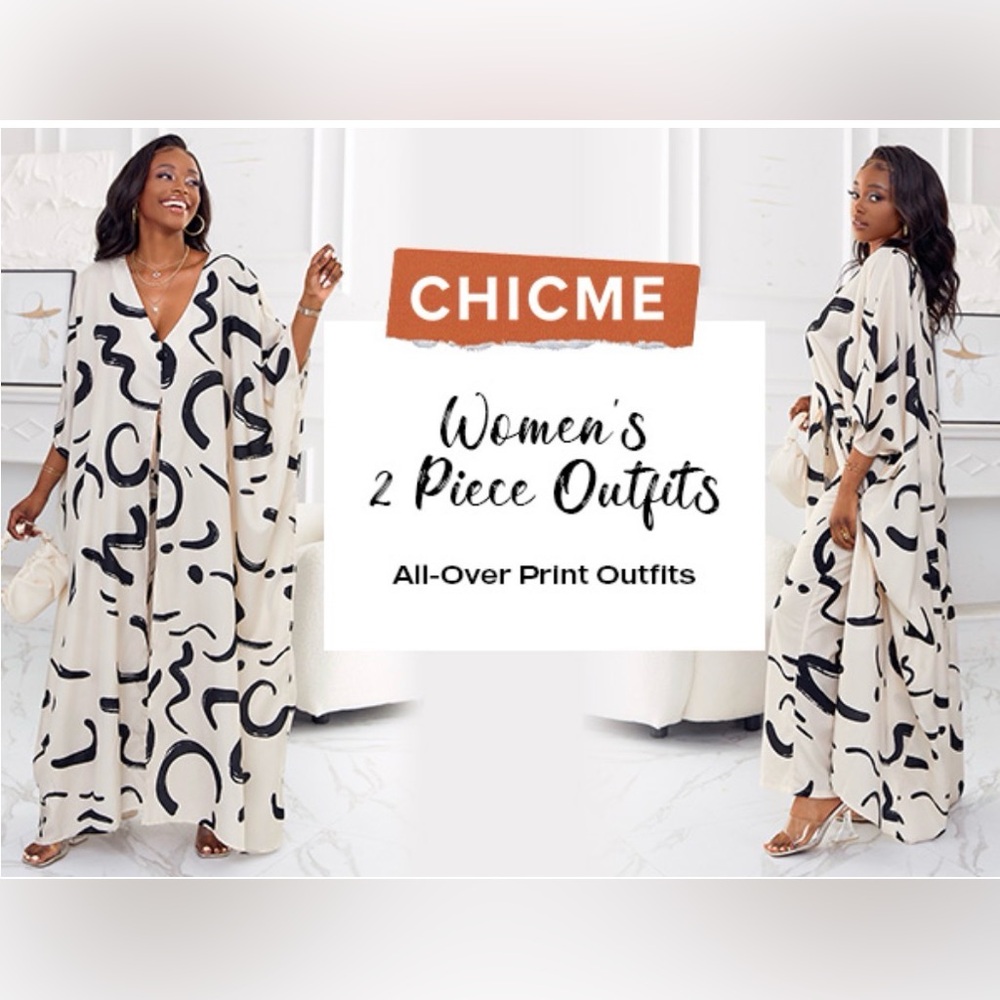 Abstract Black and White Two-Piece Set